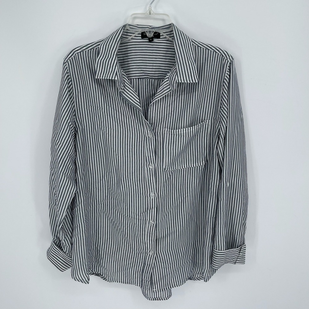 Velvet Heart Women's Blue Striped Button Up Long Sleeve Shirt Size XL